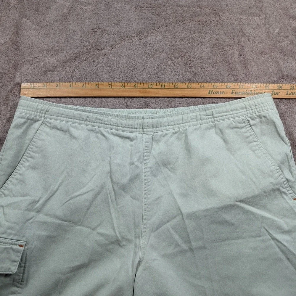 Nike Cargo Shorts Mens L Khaki Beige Elastic Waist Twill Relaxed Fit 9 Inseam